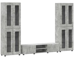 vidaXL - Tv-meubelset - met - lade - FLORIN - 3 - pcs - Beton - Grijs - Bewerkt - hout
