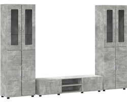 vidaXL - Tv-meubelset - met - lade - FLORIN - 3 - pcs - Beton - Grijs - Bewerkt - hout