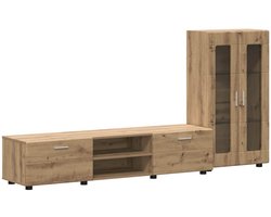 vidaXL - Tv-meubelset - met - lade - met - plank - Artisan - Eiken - Bewerkt - hout