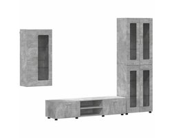 vidaXL - Tv-meubelset - met - lade - met - plank - FLORIN - Beton - Grijs - Bewerkt - hout