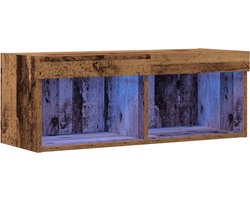 vidaXL - Tv-meubelset - met - LED - Oud - hout - 80 - x - 30 - x - 30 - cm - Bewerkt - hout