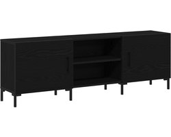 vidaXL - Tv-meubelset - Zwart - Eiken - 150 - x - 30 - x - 50 - cm - Bewerkt - hout