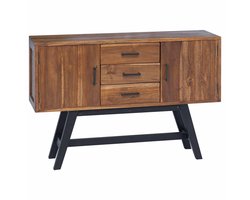 vidaXL - TV - Stand - met - lade - Naturel - 110 - x - 30 - x - 75 - cm - Massief - Teakhout