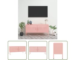 vidaXL Tv Stand - Televisie Meubel - Tv-meubel 105x35x50 cm staal roze - Roos Kleurig - Metalen Tv Meubel - Industrieel Interieur