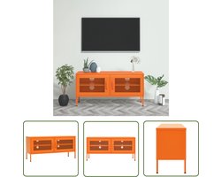 vidaXL Tv Stand - Televisiestafel - Tv-meubel 105x35x50 cm staal oranje - Tv Meubel - Oranjekleur - Metalen Tv Tafel