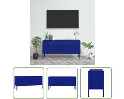 vidaXL Tv Stand - Tv-meubel - Tv-meubel 105x35x50 cm staal marineblauw - Media Kast - Entertainment Center - Blauw Tv-meubel