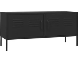 vidaXL Tv Stand - Tv-meubel - Tv-meubel 105x35x50 cm staal zwart - Metalen Tv-meubel - Zwart Tv-meubel - Tv-meubel Staal