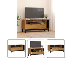 vidaXL Tv Stand - TV-meubel - TV-meubel FLAM 110x40x50 cm massief grenenhout - Grenoble Hout - Eiken Kleur - Salontafel