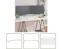 vidaXL Tv Stand - TV-meubel - TV-meubel/monitorverhoger transparant 110x30x13 cm glas - Glas Tafel - Monitor Verhoger - Mediastand
