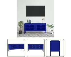 vidaXL Tv Tafel - Televisieserie - Tv-meubel 105x35x50 cm staal marineblauw - Tv Stand - Mediabox - Tv Kast