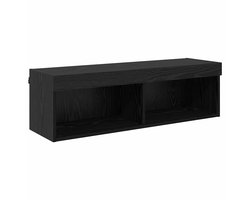 vidaXL - TV - Wandkast - 100 - x - 30 - x - 30 - cm - Zwart - Eiken - Bewerkt - hout