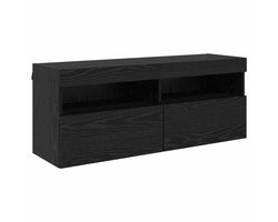 vidaXL - TV - Wandkast - 100 - x - 30 - x - 40 - cm - Zwart - Eiken - Bewerkt - hout
