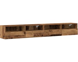 vidaXL - TV - Wandkast - 2 - st - Oud - Hout - Bewerkt - hout