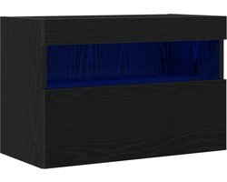 vidaXL - TV - Wandkast - 60 - x - 30 - x - 40 - cm - Zwart - eiken - Bewerkt - hout