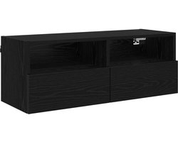vidaXL - TV - Wandkast - 80 - x - 30 - x - 30 - cm - Zwart - Eiken - Bewerkt - hout