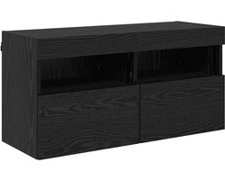 vidaXL - TV - Wandkast - 80 - x - 30 - x - 40 - cm - Zwart - Eiken - Bewerkt - hout