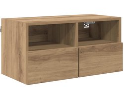 vidaXL - TV - Wandkast - Artisan - Eiken - 60 - x - 30 - x - 30 - cm - Bewerkt - hout