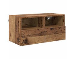 vidaXL - TV - Wandkast - Oud - Hout - 60 - x - 30 - x - 30 - cm - Bewerkt - hout