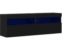 vidaXL - TV - Wandkast - Zwart - eiken - 60 - x - 30 - x - 40 - cm - Bewerkt - hout