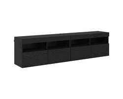 vidaXL - TV - Wandkasten - 2 - pcs - Zwart - Eiken - 80 - x - 30 - x - 40 - cm - Bewerkt - hout