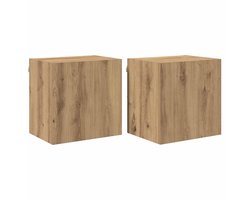 vidaXL - TV - Wandkasten - 2 - st - Artisan - Eiken - Bewerkt - hout