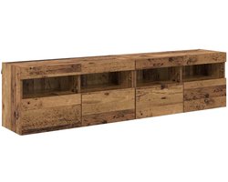 vidaXL - TV - Wandkasten - 2 - st - Oud - Hout - Bewerkt - hout