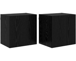 vidaXL - TV - Wandkasten - 2 - st - Zwart - Eiken - Bewerkt - hout