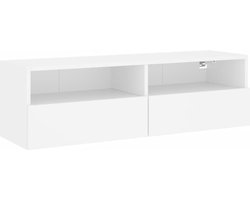 vidaXL - Tv-wandmeubel - 100x30x30 - cm - bewerkt - hout - wit