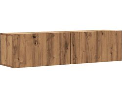 vidaXL - Tv-wandmeubel - 120x30x30 - cm - bewerkt - hout - artisanaal - eikenkleurig