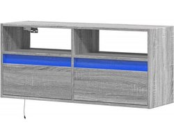 vidaXL Tv-wandmeubel met LED-verlichting 100x31x45 cm grijs sonoma, tv kast, wandkast, tv dressoir, opbergkast, tv kastje, tv wandmeubel, wandmeubel