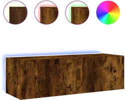 vidaXL - Tv-wandmeubel - met - LED-verlichting - 100x35x31 - cm - gerookt - eiken