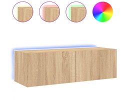 vidaXL - Tv-wandmeubel - met - LED-verlichting - 100x35x31 - cm - sonoma - eiken