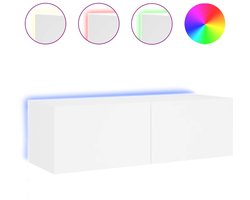 vidaXL - Tv-wandmeubel - met - LED-verlichting - 100x35x31 - cm - wit