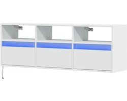 vidaXL Tv-wandmeubel met LED-verlichting 130x31x45 cm wit, tv kast, wandkast, tv dressoir, opbergkast, tv kastje, tv wandmeubel, wandmeubel, dressoir