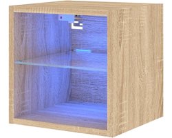 vidaXL Tv-wandmeubel met LED-verlichting 30x28,5x30 cm sonoma eiken, wandkast, tv-kast, tv dressoir, tv-meubel, tv kastje, zwevend tv meubel