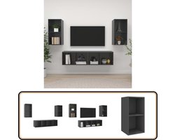 vidaXL Tv-wandmeubelen - 4 stuks - Hoogglans grijs Televisiescherm Wandmontage - Tv Meubilair - Tv Kast - Salontafel - Woonkamer Decoratie