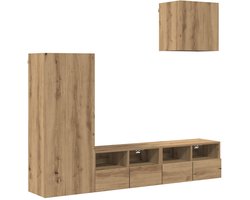 vidaXL - TV - Wandmeubels - 4 - st - Artisan - Eiken - Bewerkt - hout
