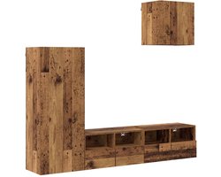 vidaXL - TV - Wandmeubels - 4 - st - Oud - Hout - Bewerkt - hout