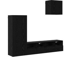 vidaXL - TV - Wandmeubels - 4 - st - Zwart - Eiken - Bewerkt - hout