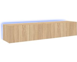 vidaXL - Tv-wandmeubels - met - LED - 2 - st - 80x35x31 - cm - sonoma - eikenkleurig