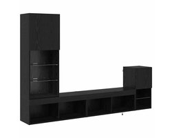 vidaXL - TV - Wandmeubels - met - LED - -striplichten - Zwart - Eiken - Bewerkt - hout