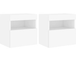 vidaXL - Tv-wandmeubels - met - LED-verlichting - 2 - st - 40x30x40 - cm - wit