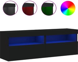 vidaXL - Tv-wandmeubels - met - LED-verlichting - 2 - st - 60x30x40 - cm - zwart