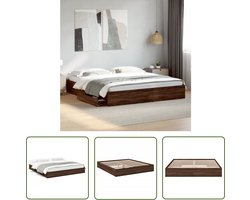 vidaXL Tweepersoons Bed - Bed Frame - Bedframe met lades bewerkt hout bruin eikenkleurig 200x200 cm - Houten Bed - Bed Met Lade - Slaapkamersdecoratie