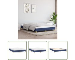 vidaXL Tweepersoons Bed - Bed Frame - Bedframe zonder matras stof blauw 140x200 cm - Blauwdruk Bed - Stoffen Bed - Houten Bed