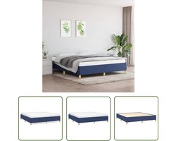 vidaXL Tweepersoons Bed - Bed Frame - Bedframe zonder matras stof blauw 160x200 cm - Blauwdruk Bed - Houten Bed - Stoffen Bed