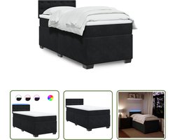 vidaXL Tweepersoons Bed - Boxspring - Boxspring met matras fluweel zwart 1-persoons (alleen AU) - Fluweel Bed - Zwarte Boxspring - Led Boxspring