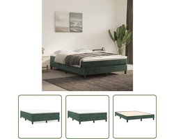 vidaXL Tweepersoons Bed - Boxspring Frame - Bedframe zonder matras 140x200 cm fluweel donkergroen - Donkere Kleuren - Velvet Bedframe - Slaapkamer Meubilair