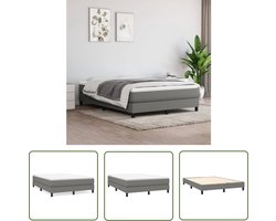 vidaXL Tweepersoons Bed - Boxspring Frame - Bedframe zonder matras stof donkergrijs 140x200 cm - Donkere Kleuren - Stoffen Bedframe - Slaapcomfort
