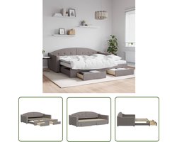 vidaXL Tweepersoons Bed - Slaapbank - Slaapbank met onderschuifbed en lades 90x200 cm stof taupe - Kanapé Bed - Sofa Bed - Boxspring